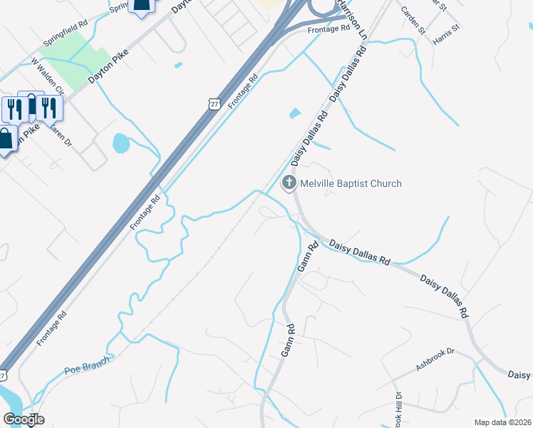 map of restaurants, bars, coffee shops, grocery stores, and more near 9061 Daisy Dallas Road in Soddy-Daisy