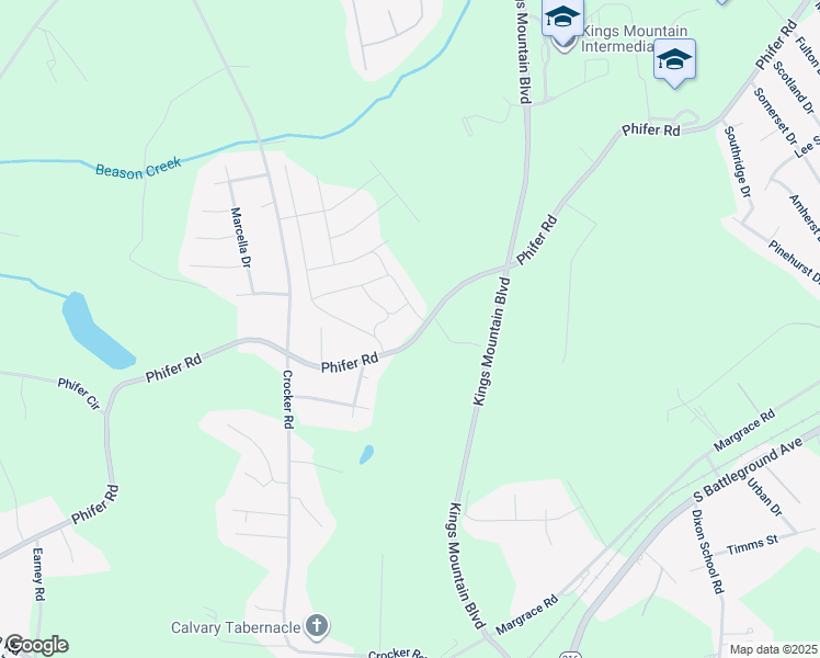 map of restaurants, bars, coffee shops, grocery stores, and more near 1225 Phifer Road in Kings Mountain