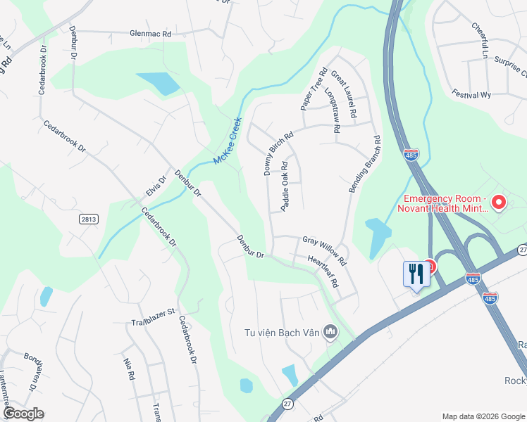 map of restaurants, bars, coffee shops, grocery stores, and more near 11107 East Lake Road in Charlotte