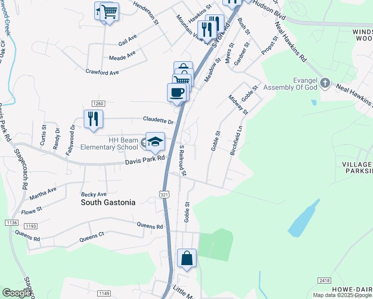 map of restaurants, bars, coffee shops, grocery stores, and more near in Mount Holly