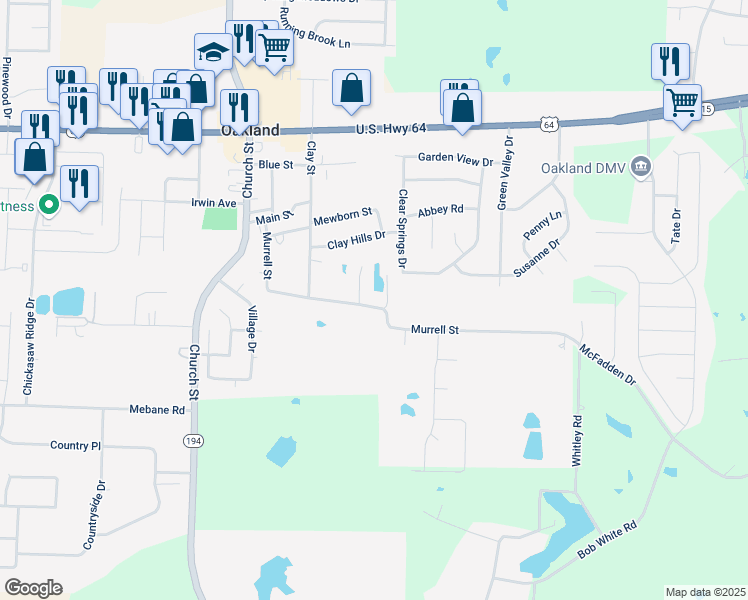 map of restaurants, bars, coffee shops, grocery stores, and more near 435 Murrell Street in Oakland