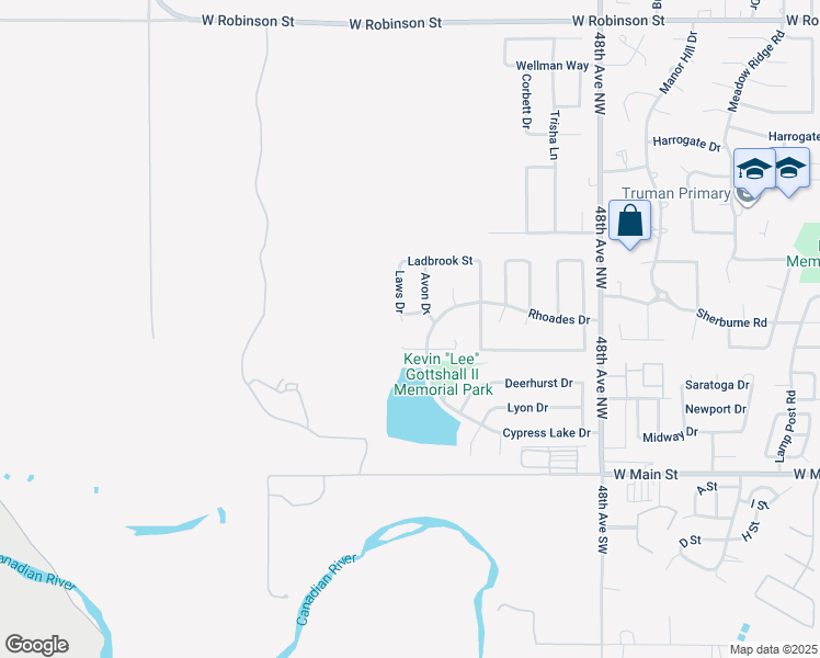 map of restaurants, bars, coffee shops, grocery stores, and more near 412 Laws Dr in Norman