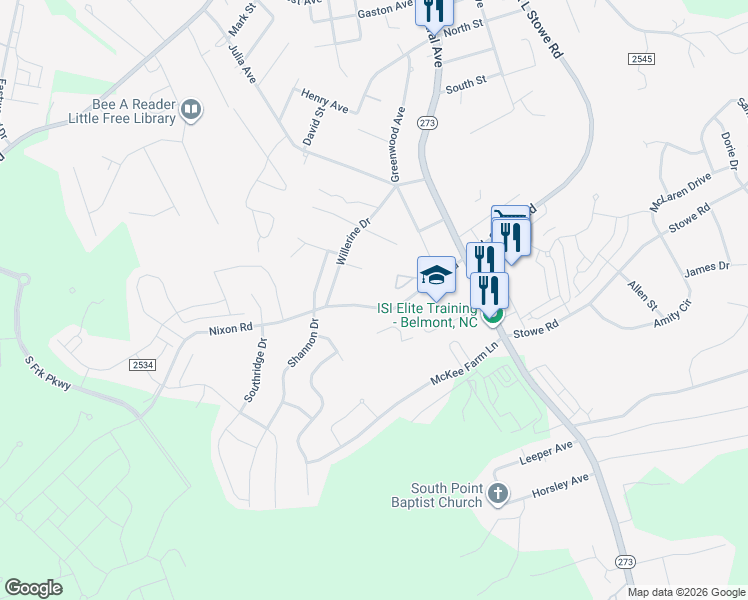 map of restaurants, bars, coffee shops, grocery stores, and more near 204 Nixon Road in Belmont