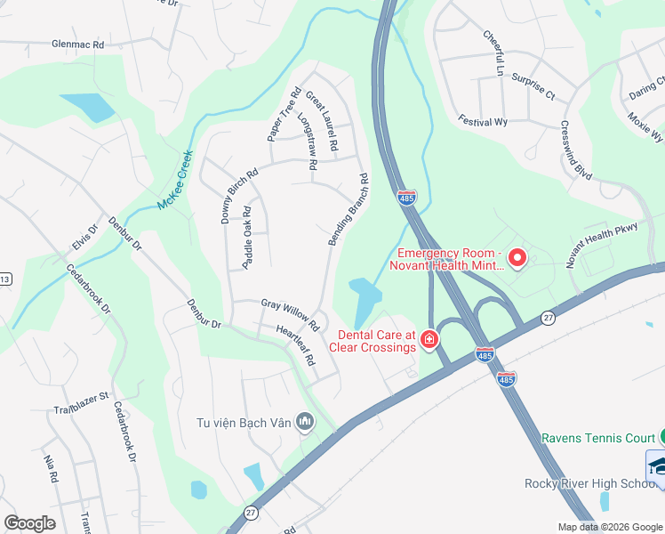 map of restaurants, bars, coffee shops, grocery stores, and more near 11824 Bending Branch Road in Charlotte