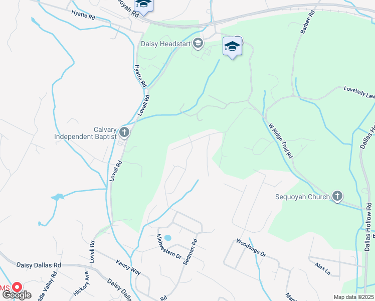 map of restaurants, bars, coffee shops, grocery stores, and more near 9389 Chirping Road in Soddy-Daisy