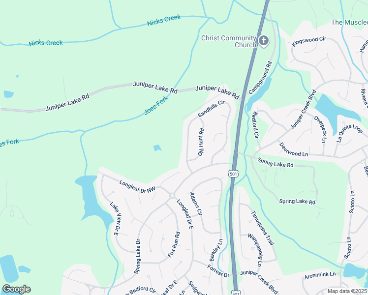 map of restaurants, bars, coffee shops, grocery stores, and more near 450 Sandhills Circle in Pinehurst