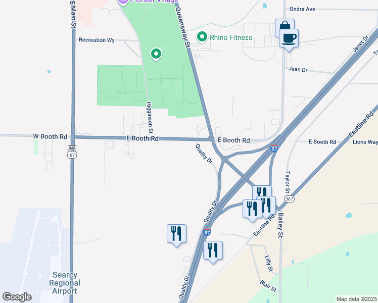 map of restaurants, bars, coffee shops, grocery stores, and more near 2001 Quality Drive in Searcy