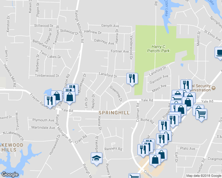 map of restaurants, bars, coffee shops, grocery stores, and more near 3575 Greentree Drive in Memphis