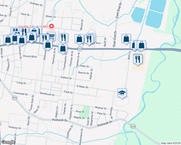 map of restaurants, bars, coffee shops, grocery stores, and more near 435 Beech Street in Savannah