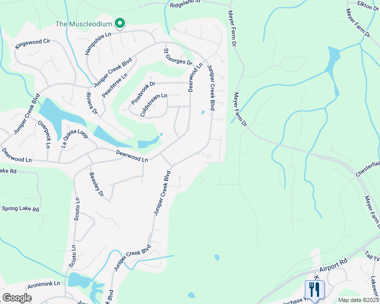 map of restaurants, bars, coffee shops, grocery stores, and more near 145 Juniper Lake Road in Pinehurst