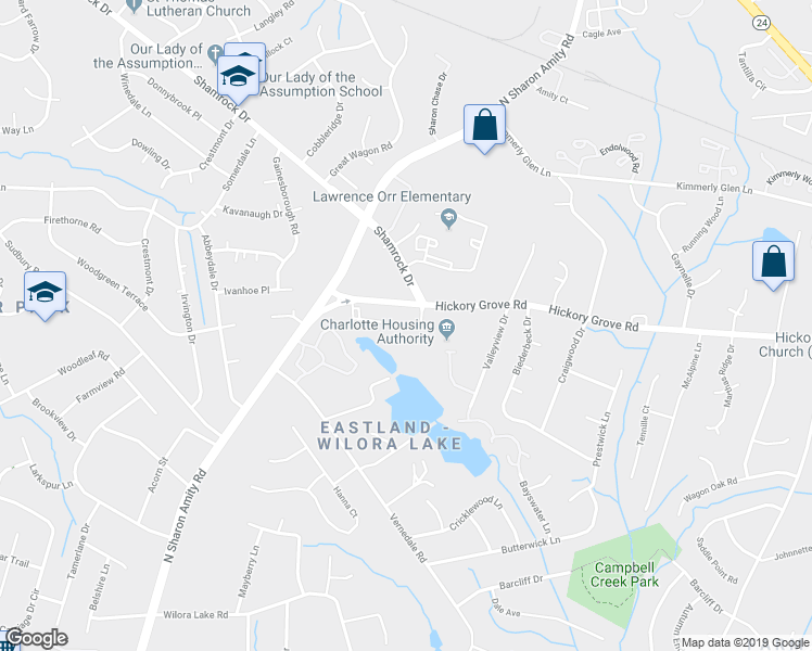 map of restaurants, bars, coffee shops, grocery stores, and more near in Charlotte