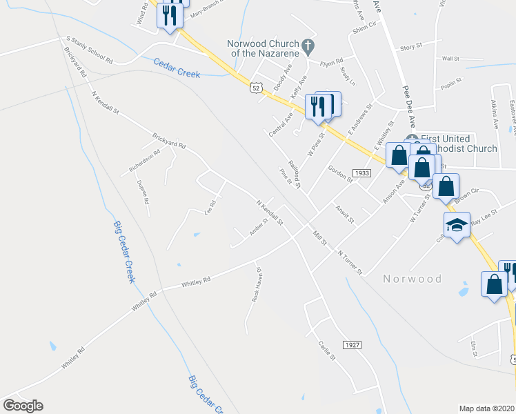 map of restaurants, bars, coffee shops, grocery stores, and more near 414 Dock Street in Norwood