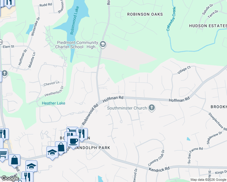 map of restaurants, bars, coffee shops, grocery stores, and more near 1256 Kennet Avenue in Gastonia