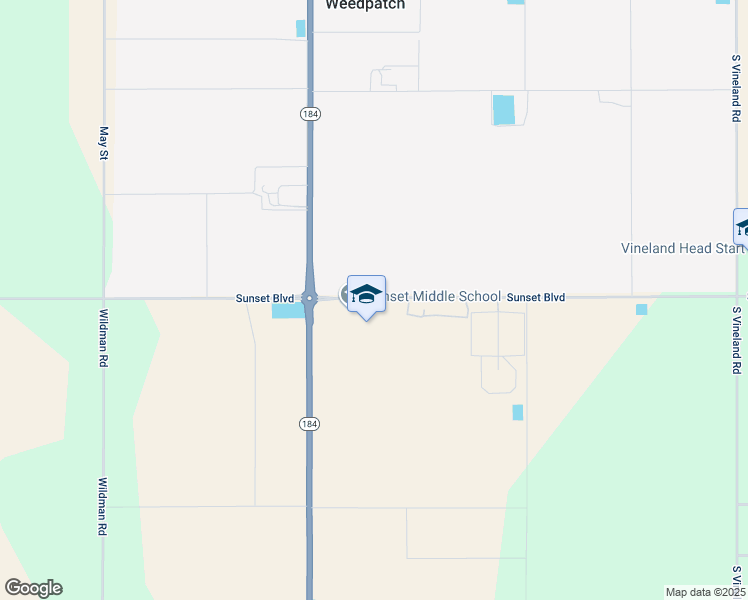 map of restaurants, bars, coffee shops, grocery stores, and more near 9443 Sunset Boulevard in Bakersfield