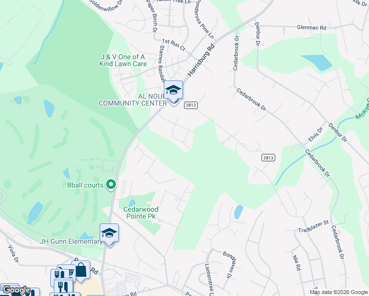 map of restaurants, bars, coffee shops, grocery stores, and more near 7729 Boswell Road in Charlotte