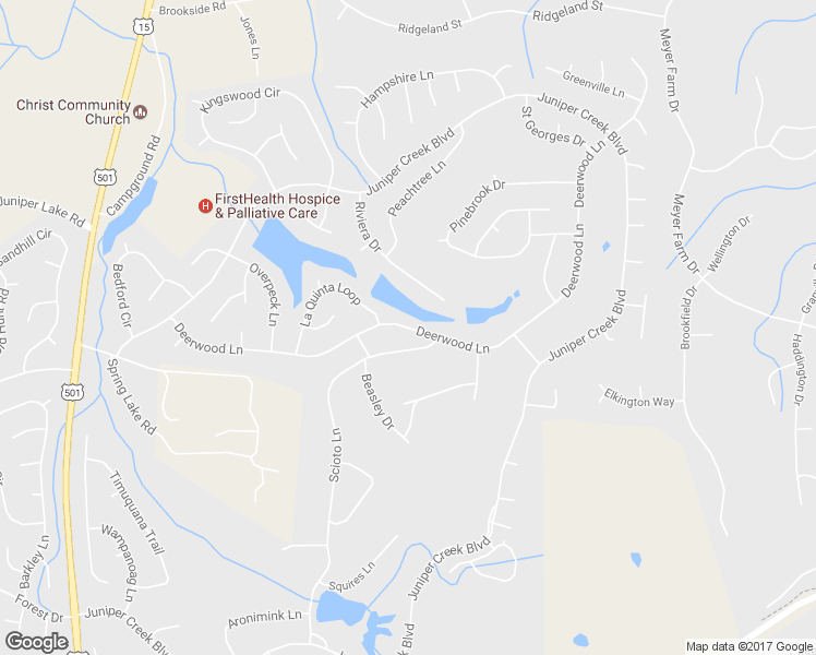 map of restaurants, bars, coffee shops, grocery stores, and more near 53 Deerwood Lane in Pinehurst