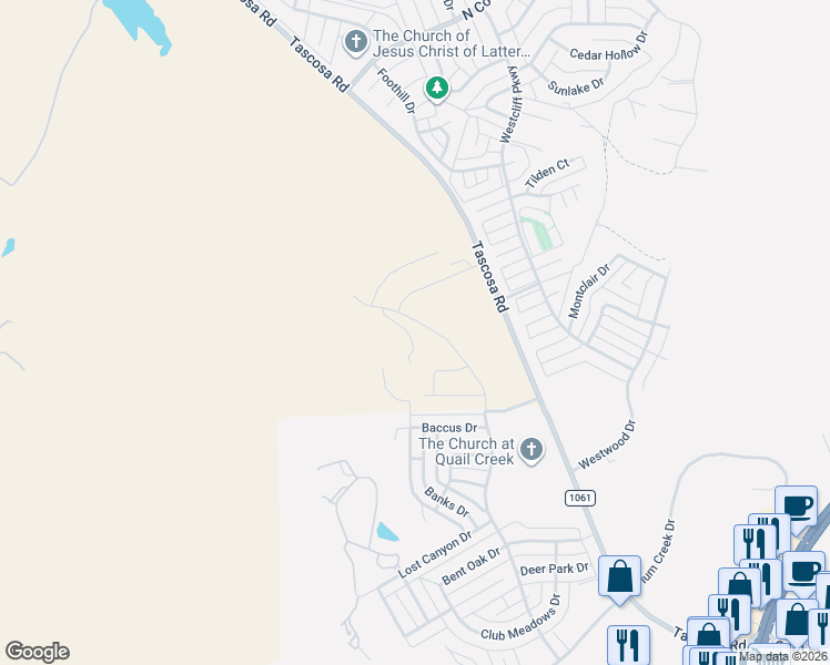 map of restaurants, bars, coffee shops, grocery stores, and more near 2 Reserve Court in Amarillo