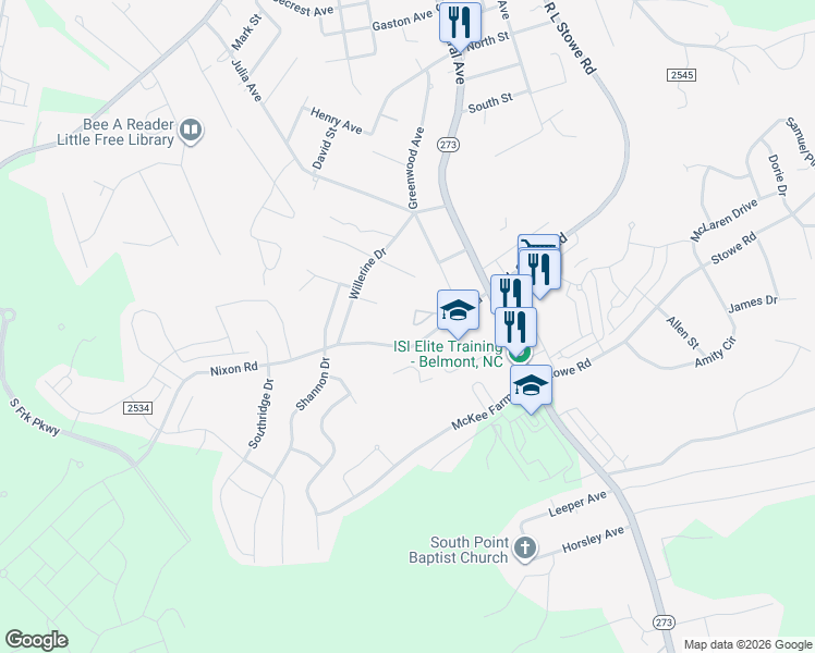 map of restaurants, bars, coffee shops, grocery stores, and more near 204 Nixon Road in Belmont
