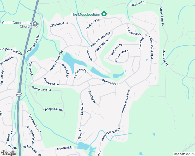 map of restaurants, bars, coffee shops, grocery stores, and more near 51 Deerwood Lane in Pinehurst