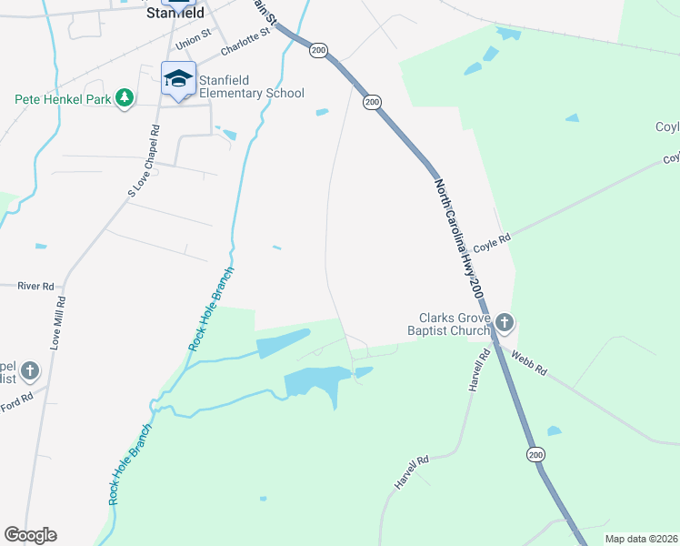 map of restaurants, bars, coffee shops, grocery stores, and more near 303 Sunset Lake Road in Stanfield