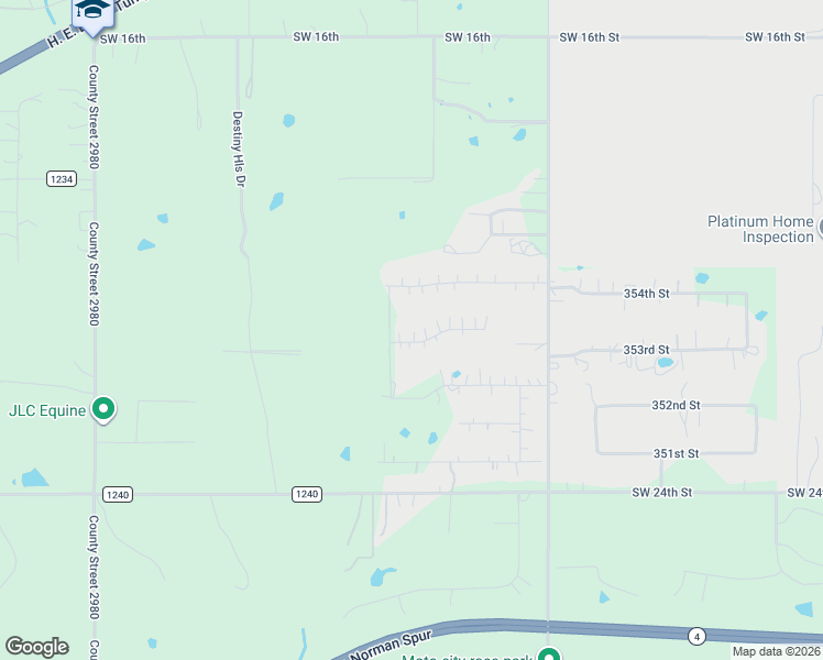 map of restaurants, bars, coffee shops, grocery stores, and more near 1308 Hillside Terrace in Blanchard