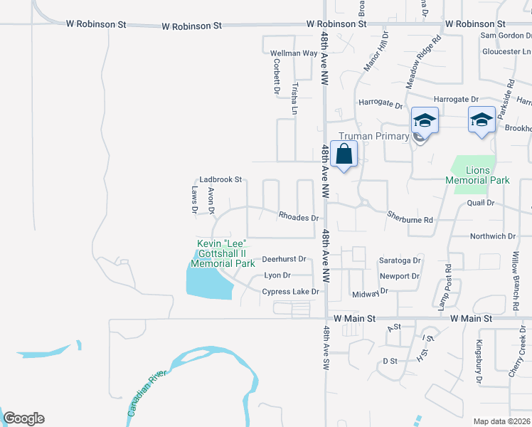 map of restaurants, bars, coffee shops, grocery stores, and more near 304 Portland Court in Norman