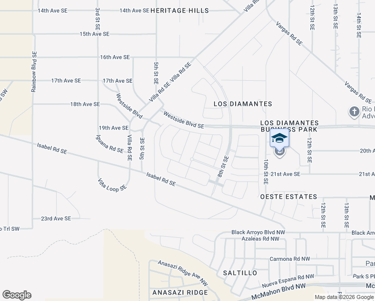 map of restaurants, bars, coffee shops, grocery stores, and more near 2113 7th Street Southeast in Rio Rancho