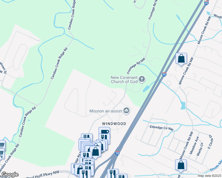 map of restaurants, bars, coffee shops, grocery stores, and more near 1512 Rustic Drive in Cleveland
