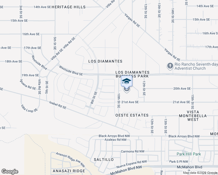 map of restaurants, bars, coffee shops, grocery stores, and more near 2101 9th Avenue Northwest in Rio Rancho