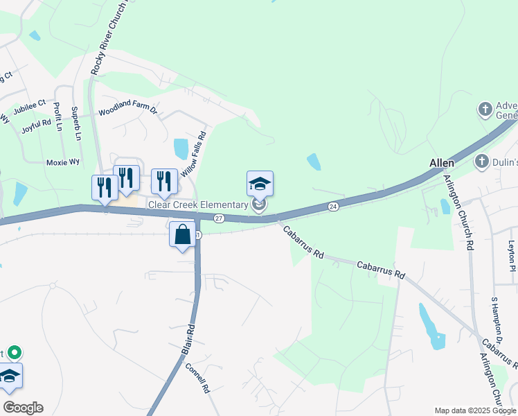 map of restaurants, bars, coffee shops, grocery stores, and more near 13501 Albemarle Road in Charlotte
