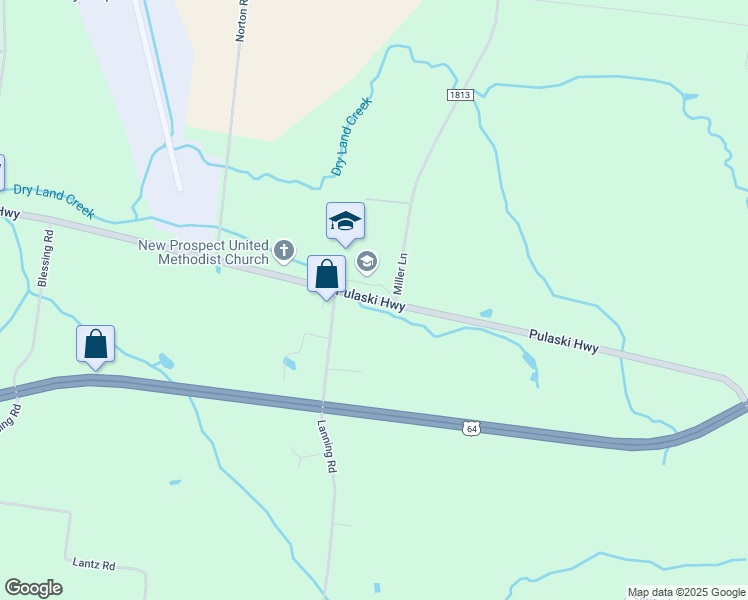 map of restaurants, bars, coffee shops, grocery stores, and more near 4520 Pulaski Highway in Lawrenceburg