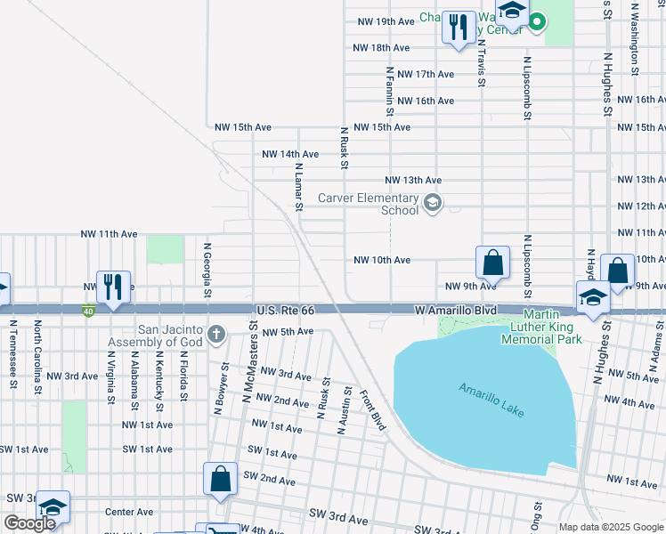 map of restaurants, bars, coffee shops, grocery stores, and more near 2314 NW 10th Ave in Amarillo