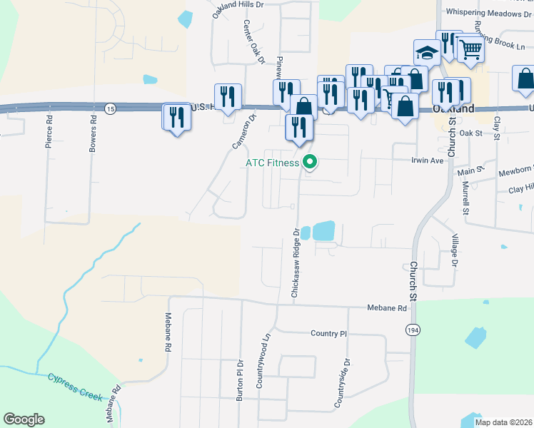 map of restaurants, bars, coffee shops, grocery stores, and more near 230 Choctaw Drive in Oakland