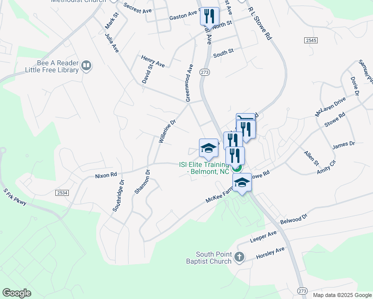 map of restaurants, bars, coffee shops, grocery stores, and more near 6446 Kathyrn Court in Belmont