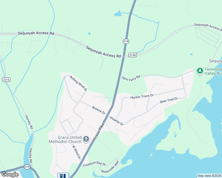map of restaurants, bars, coffee shops, grocery stores, and more near 10125 Hixson Pike in Soddy-Daisy