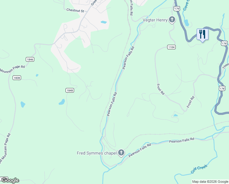 map of restaurants, bars, coffee shops, grocery stores, and more near 911 Pearson Falls Road in Saluda
