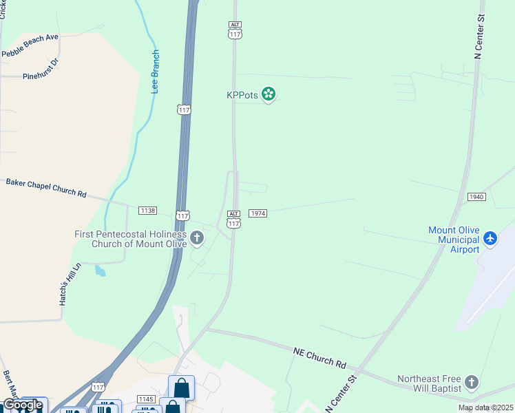 map of restaurants, bars, coffee shops, grocery stores, and more near 5721 South U.S. 117 Alternate Highway in Dudley