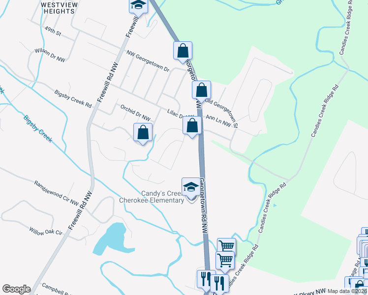 map of restaurants, bars, coffee shops, grocery stores, and more near 4585 Marie Circle Northwest in Cleveland