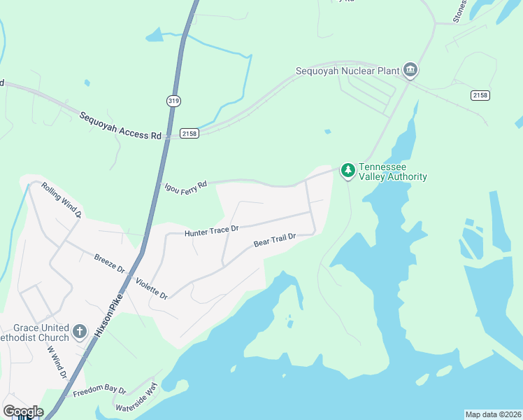 map of restaurants, bars, coffee shops, grocery stores, and more near 443 Fallen Leaf Drive in Soddy-Daisy