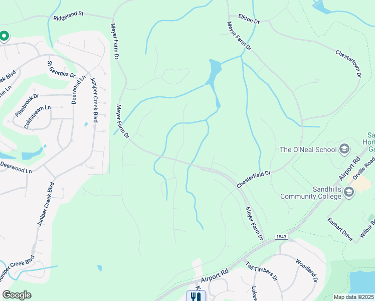 map of restaurants, bars, coffee shops, grocery stores, and more near 8 Granville Drive in Pinehurst