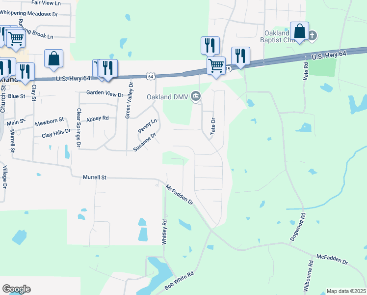 map of restaurants, bars, coffee shops, grocery stores, and more near 45 Caitlyn Geneva Cove in Oakland