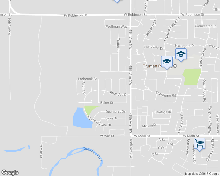 map of restaurants, bars, coffee shops, grocery stores, and more near 412 Portland Street in Norman
