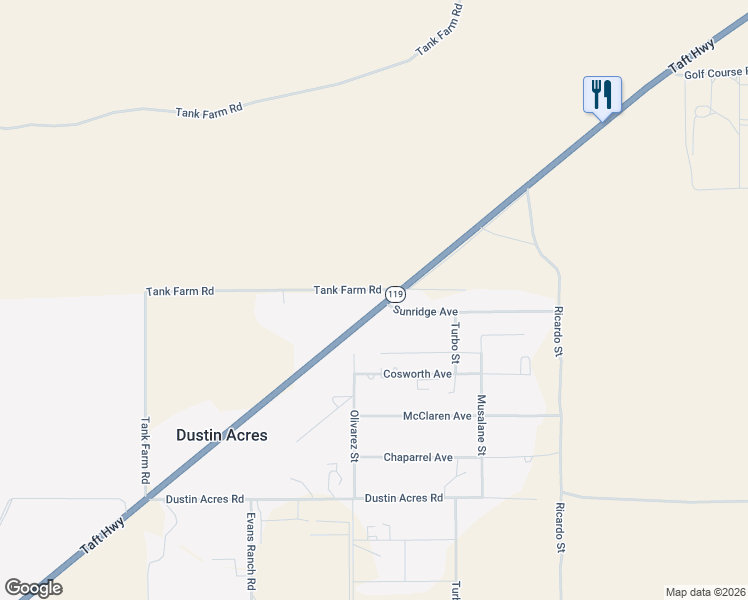 map of restaurants, bars, coffee shops, grocery stores, and more near 28106 California 119 in Taft