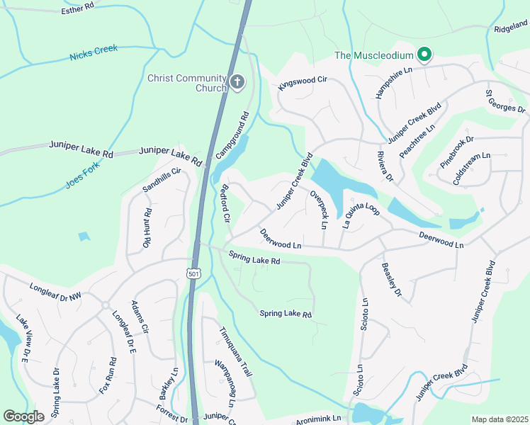 map of restaurants, bars, coffee shops, grocery stores, and more near 30 Bedford Circle in Pinehurst