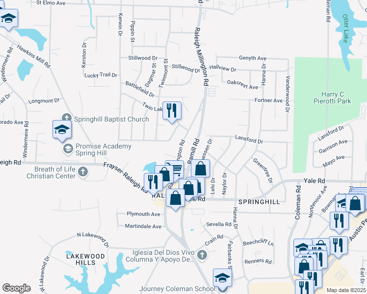 map of restaurants, bars, coffee shops, grocery stores, and more near 4049 Timberwood Drive in Memphis