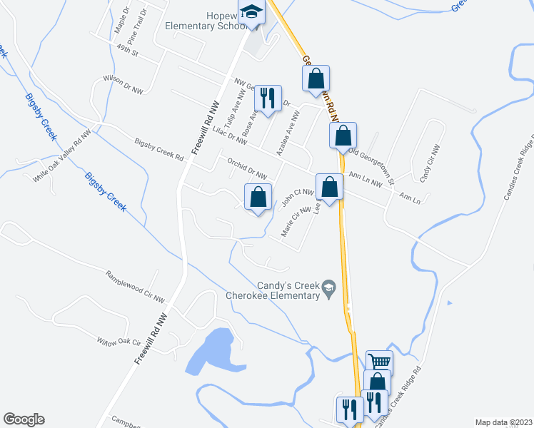 map of restaurants, bars, coffee shops, grocery stores, and more near 197 Gardenia Avenue Northwest in Cleveland