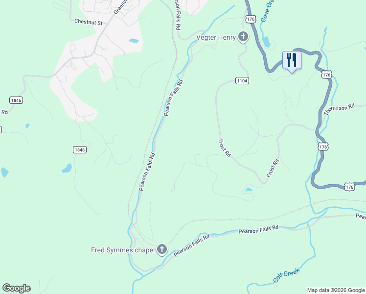 map of restaurants, bars, coffee shops, grocery stores, and more near 911 Pearson Falls Road in Saluda