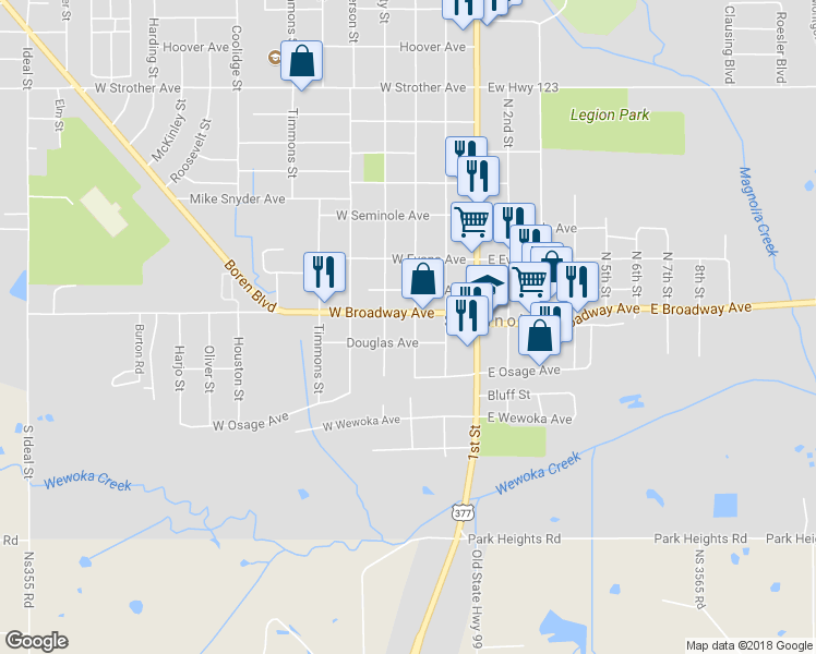 map of restaurants, bars, coffee shops, grocery stores, and more near 107 North Highland Street in Seminole