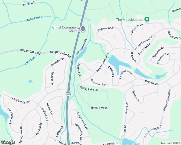 map of restaurants, bars, coffee shops, grocery stores, and more near 28 Bedford Circle in Pinehurst