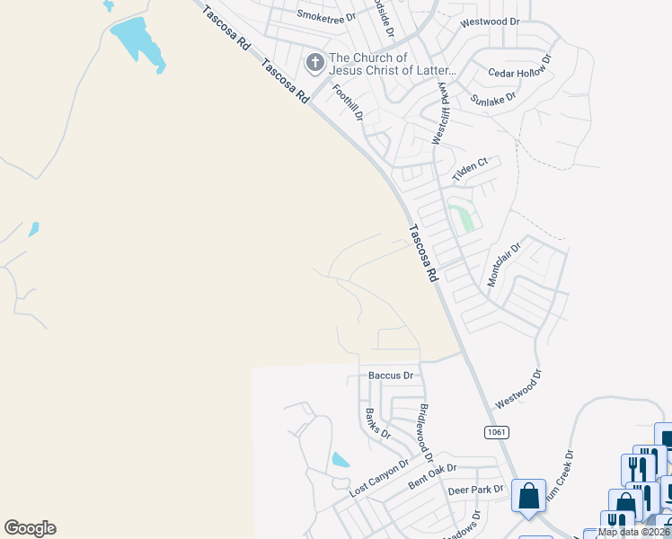 map of restaurants, bars, coffee shops, grocery stores, and more near 6799 Bengal Court in Amarillo